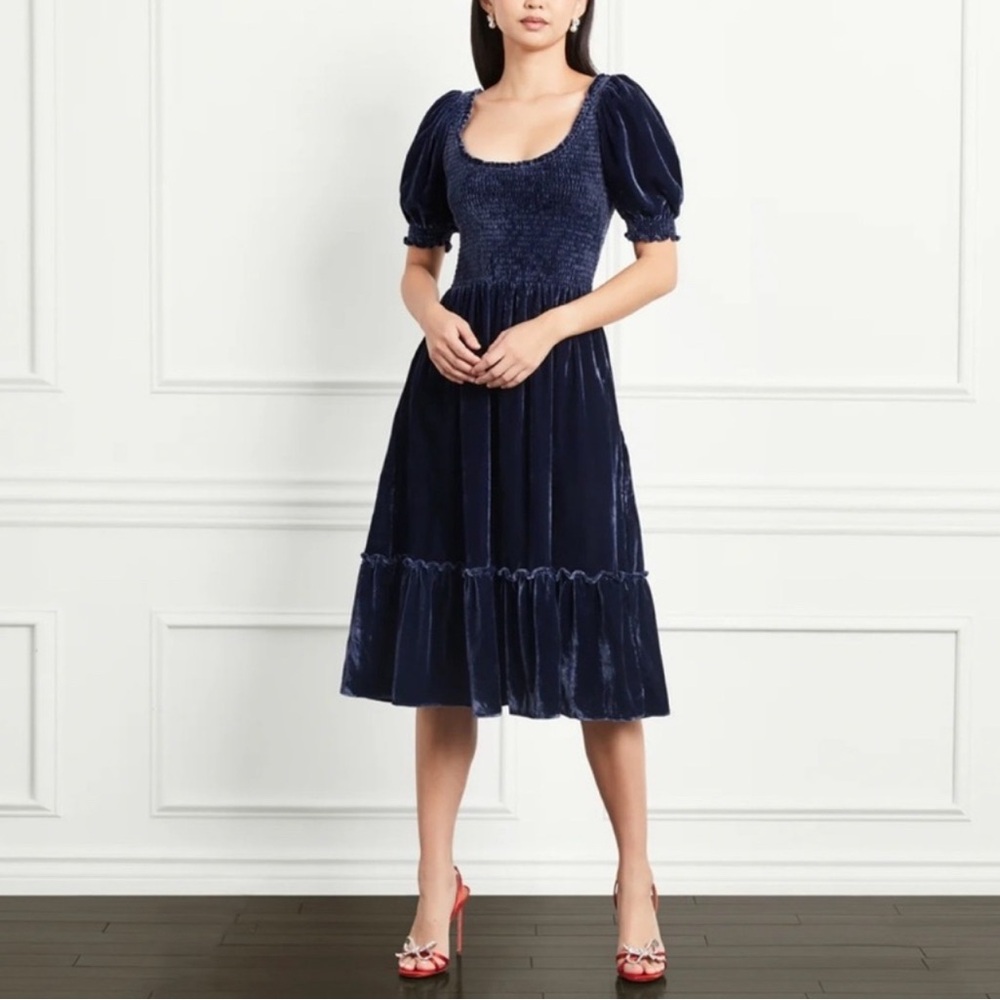 Hill House Midnight Blue Velvet Midi Nap Dress